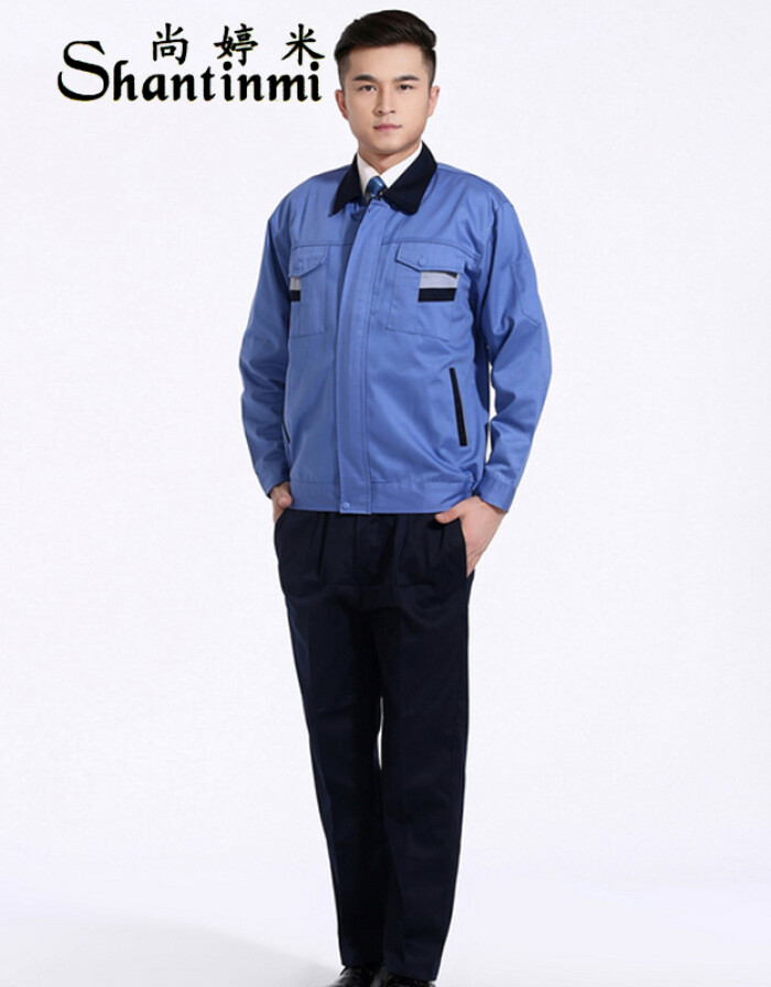 尚婷米工厂车间地汽车美容制服春秋装长袖工作服套装 男 工程服 劳保服 酒红色上衣+裤子 165
